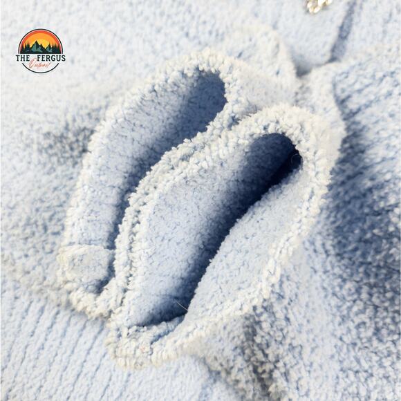 Almost Famous Ringtone Brooch Pastel Blue Trendy Crop Cable Knit Cardigan Sz L - Picture 11 of 11